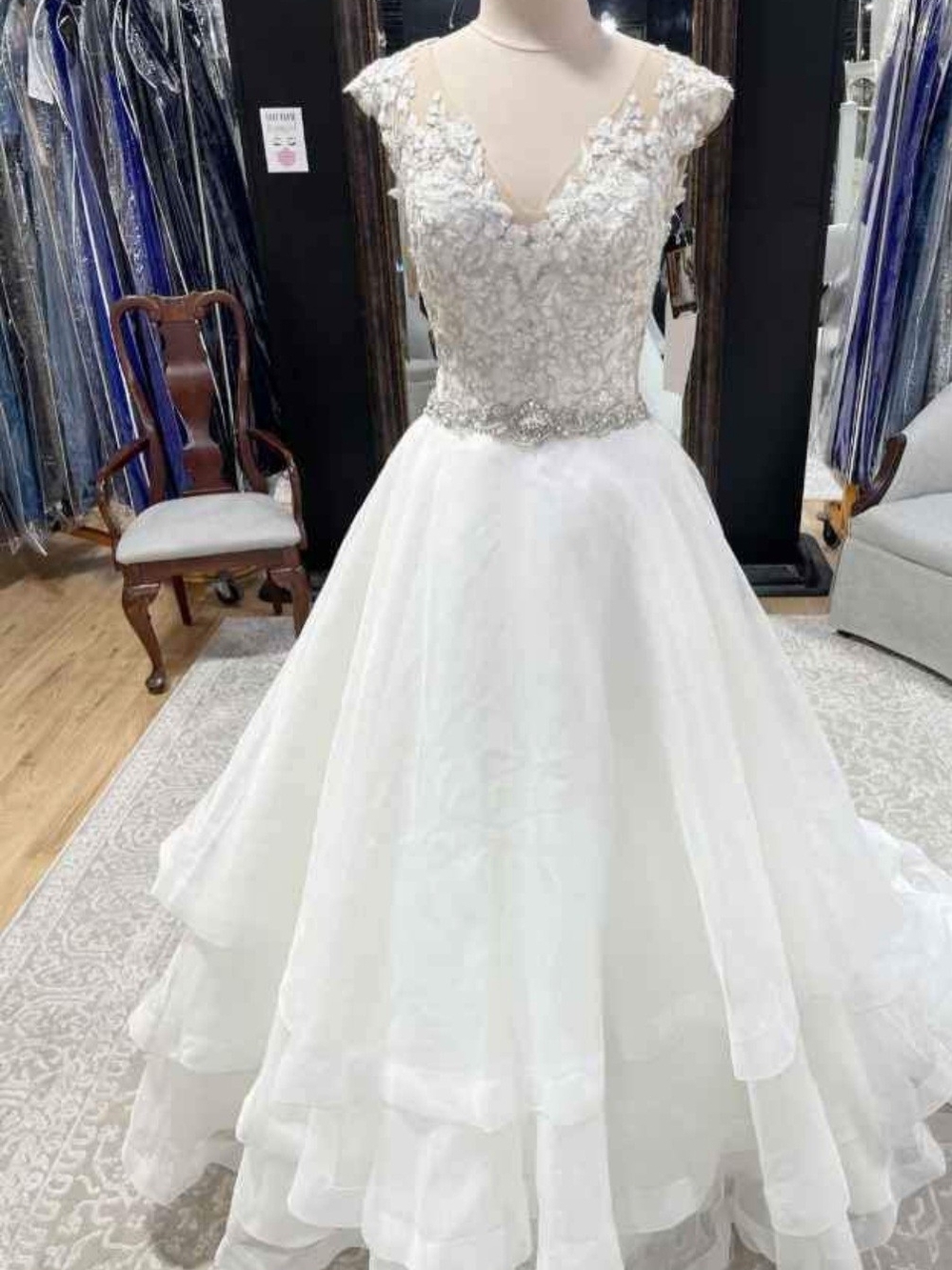 Ivory Beaded Lace Ball Gown Wedding Dress